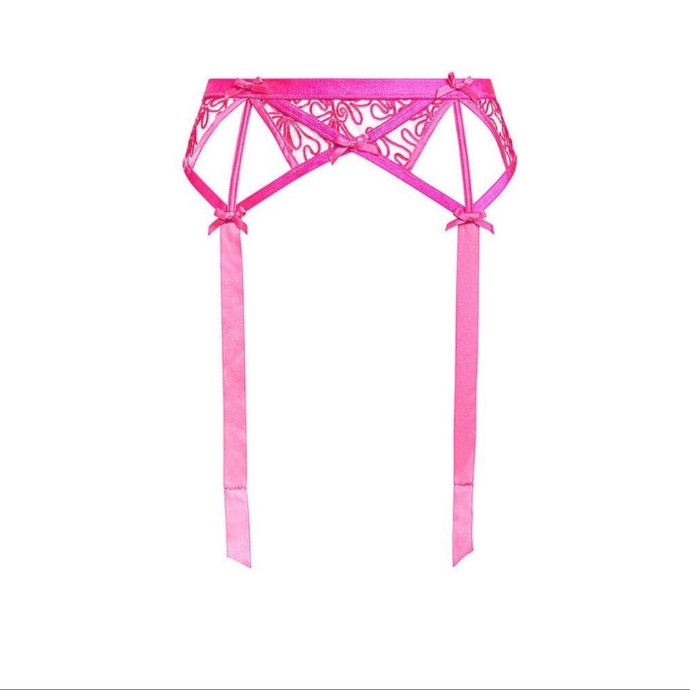 For Love & Lemons Soutache Hot Pink Embroidered Garter Panties NWT - Picture 11 of 11